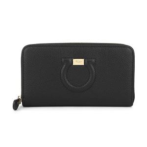 美品 サルバトーレフェラガモ ガンチーニ ラウンドファスナー 長財布 FERRAGAMO（フェラガモ） 財布 ラウンドファスナー長財布 ブラック 22