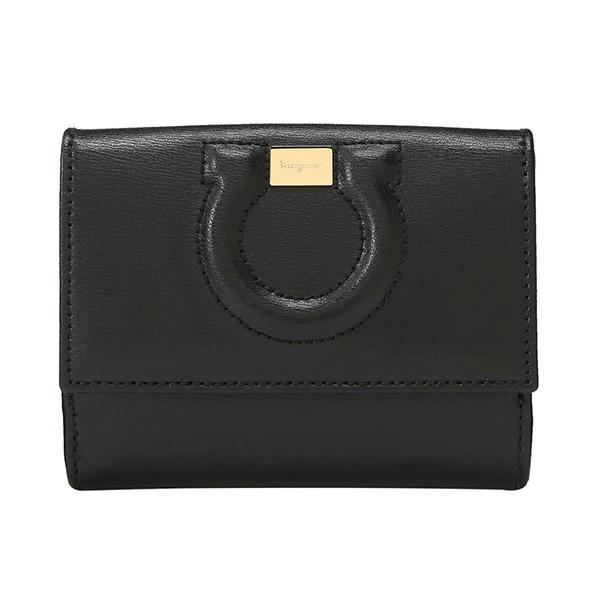 並行輸入 フェラガモ  2つ折り財布 ガンチーニ 22C844 0684441 ブラック 黒 爆買