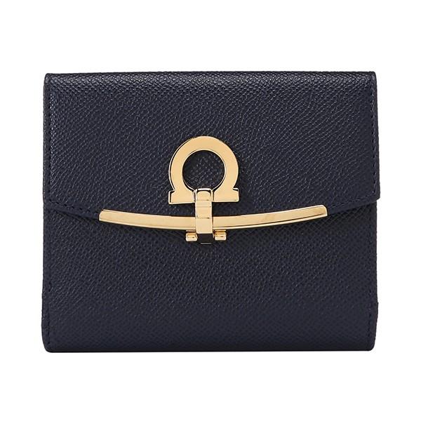 並行輸入 フェラガモ 2つ折り財布 ガンチーニ 22C877 0674000 ネイビー 紺 爆買