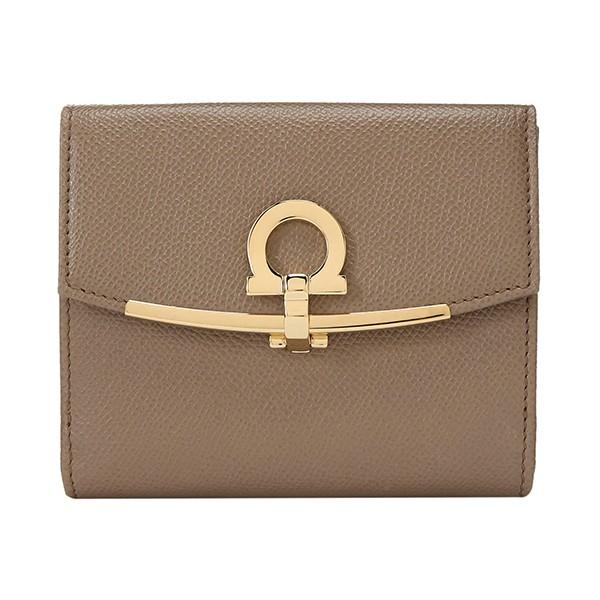 並行輸入 フェラガモ 2つ折り財布 ガンチーニ 22C877 0693564 グレージュ系 爆買