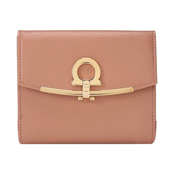 並行輸入 フェラガモ 2つ折り財布 ガンチーニ 22C877 0706807 ピンク系 ベージュ系 ...