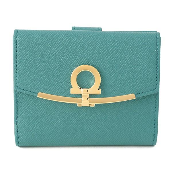 並行輸入 フェラガモ  2つ折り財布 ガンチーニ 22C877 729018 TURQUOISE タ...