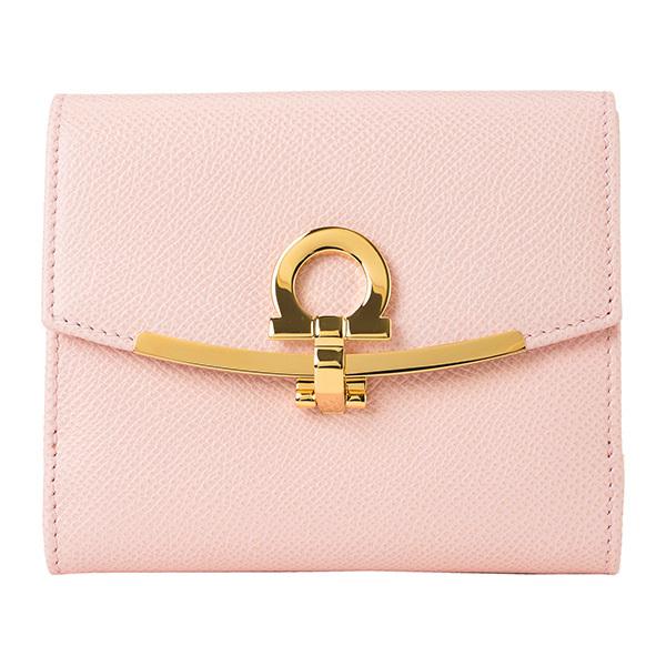 並行輸入 フェラガモ  2つ折り財布 ガンチーニ 22C877 740818 ライトピンク 爆買