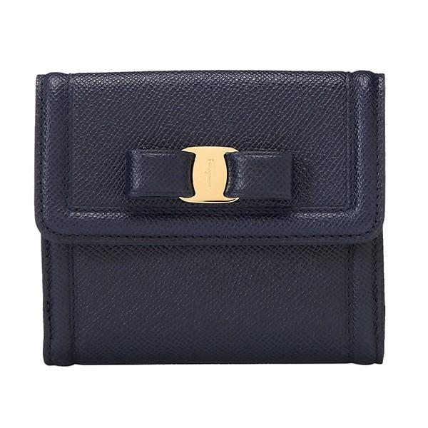 並行輸入 フェラガモ  2つ折り財布 フィオッコ ヴァラ 22C911 0673756 ネイビー 爆...