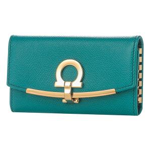 フェラガモ　グリーン　レザー　キーケース フェラガモグリーンレザーキーケース