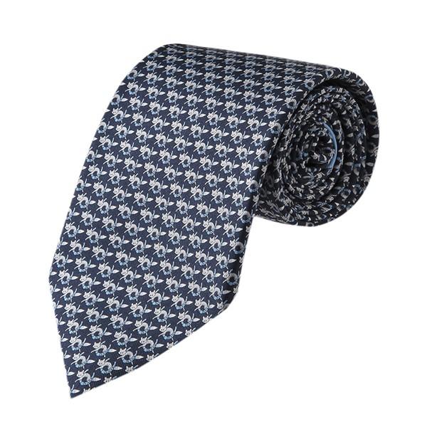 並行輸入 フェラガモ ネクタイ FOX ON A HORSESHOE 357266-01 ネイビー ...