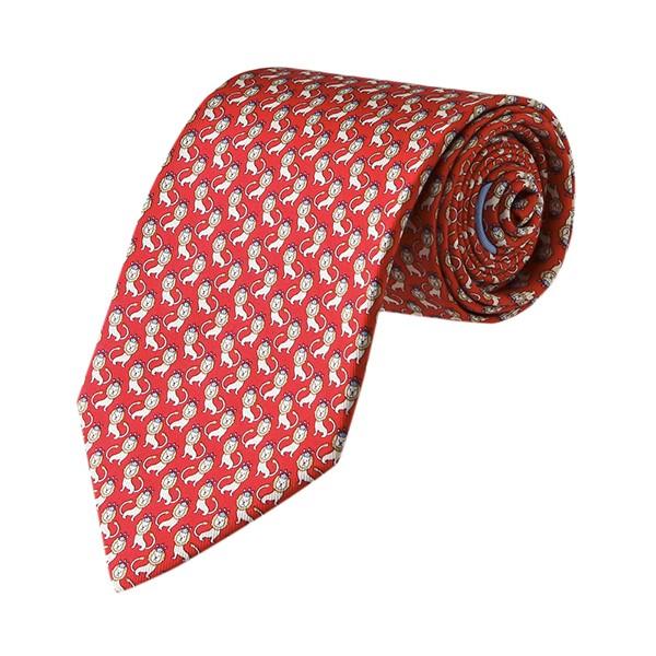 並行輸入 フェラガモ ネクタイ LION WITH CROWN 357267-06 レッド 赤 爆買