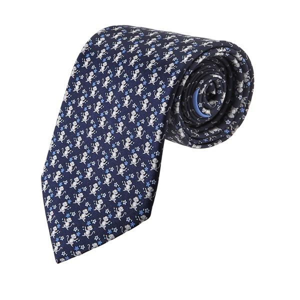 並行輸入 フェラガモ ネクタイ MONKEY WITH FLOWER 357332-07 ネイビー ...