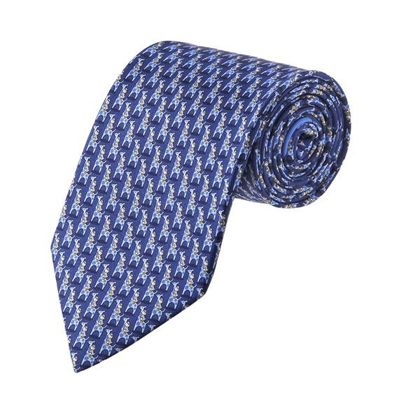 並行輸入 フェラガモ ネクタイ PENGUIN &amp; GIRAFFE 357349-01 ブルー 青 ...