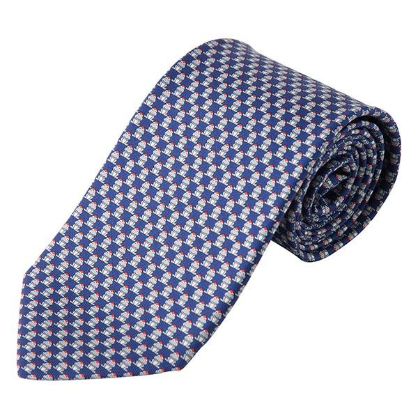 並行輸入 フェラガモ ネクタイ FROG 357350 03 ブルー 青/グレー 爆買