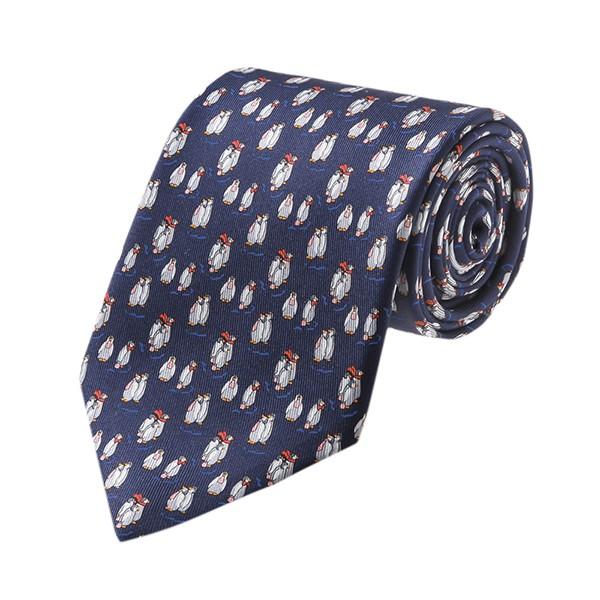 並行輸入 フェラガモ ネクタイ PENGUINS 357356-02 ネイビー 爆買