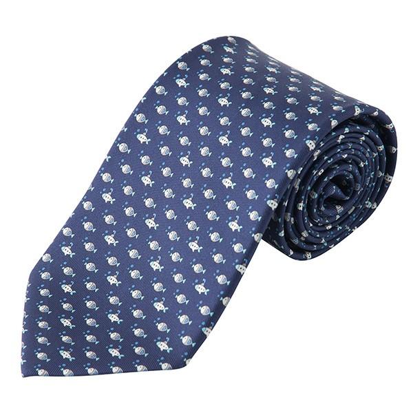 並行輸入 フェラガモ ネクタイ FISH AND SUBMARINE 357388 01 ネイビー/...