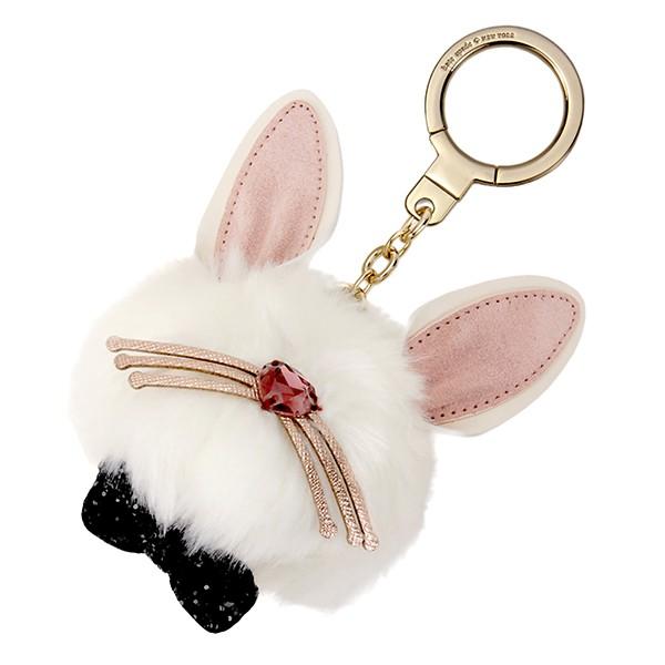 並行輸入 ケイトスペード キーホルダー BUNNY POUF 1KRU0288 974 ホワイト/ピ...