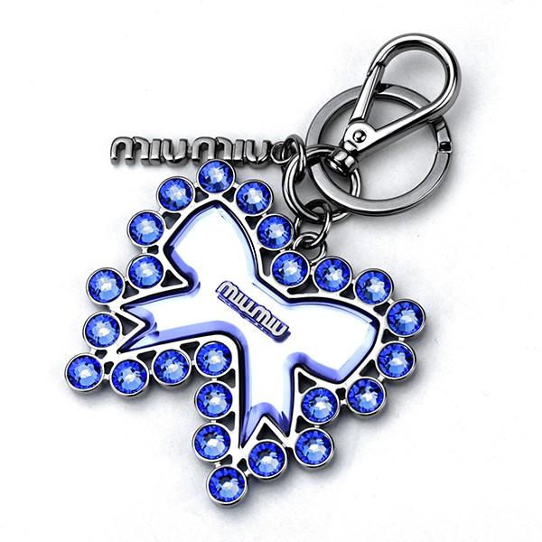 並行輸入 ミュウミュウ キーホルダー  5AP678 QLP F0312 サファイア ブルー 青 爆...