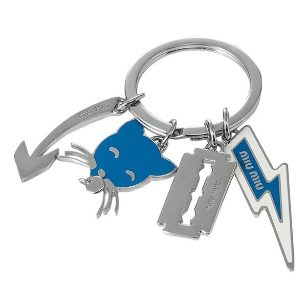 並行輸入 ミュウミュウ  キーホルダー メタル スマルト 5AP703 UMX F0NOF ブルー ...