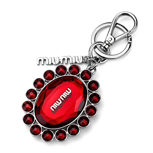 並行輸入 ミュウミュウ キーホルダー クリスタル 5ARH92 2BA8 F0041 レッド 赤 爆...
