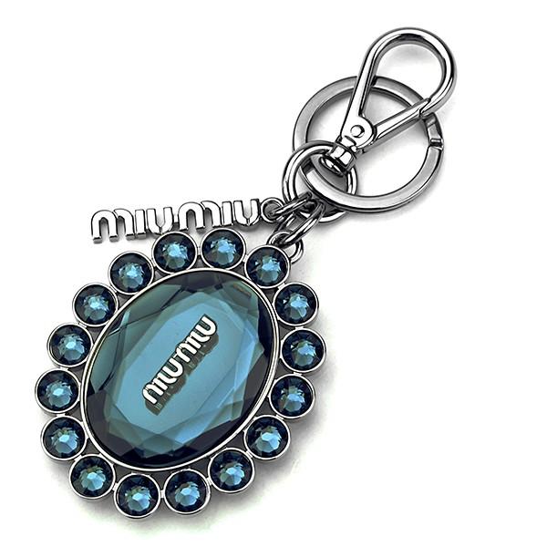 並行輸入 ミュウミュウ キーホルダー クリスタル 5ARH92 2BA8 F0216 ブルー 青 爆...