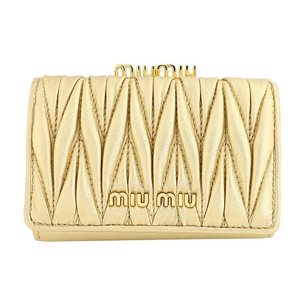 並行輸入 ミュウミュウ 3つ折り財布 MIU MIU マテラッセ ナッパレザー 5ME005 N88...