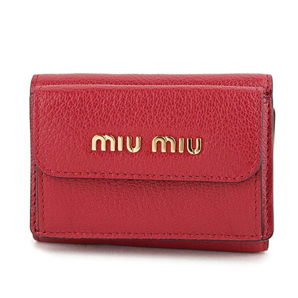 並行輸入 ミュウミュウ 3つ折り財布 マドラス 5MH020 2E5V F0JU2 レッド 赤 爆買