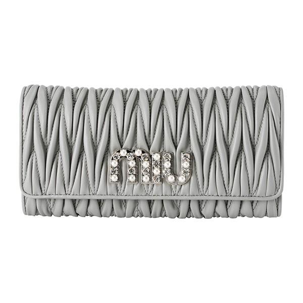 並行輸入 ミュウミュウ  長財布 マテラッセ 5MH109 2BSQ F0424 ライトグレー 爆買