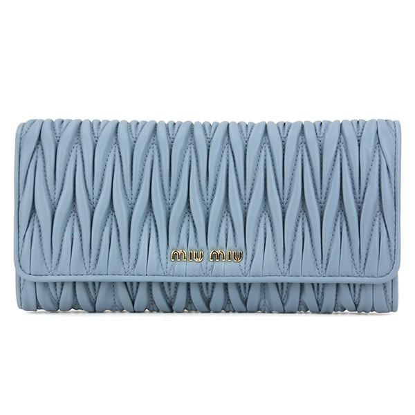 並行輸入 ミュウミュウ 長財布 レザーウォレット 5MH109 N88 F0637 ライトブルー 水...