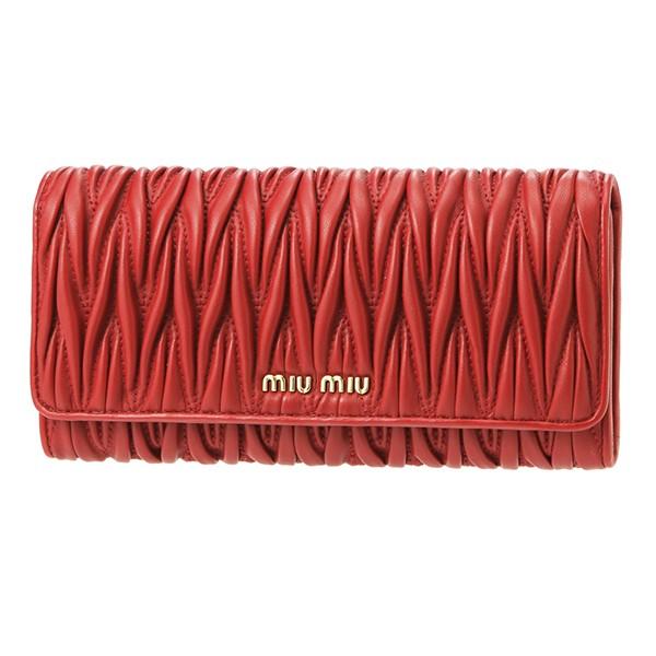 並行輸入 ミュウミュウ 長財布 レザーウォレット 5MH109 N88 F068Z レッド 赤 爆買
