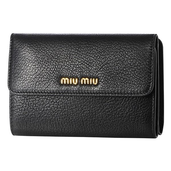 並行輸入 ミュウミュウ 2つ折り財布 マドラス 5ML014 2E5V F0002 ブラック 黒 爆...