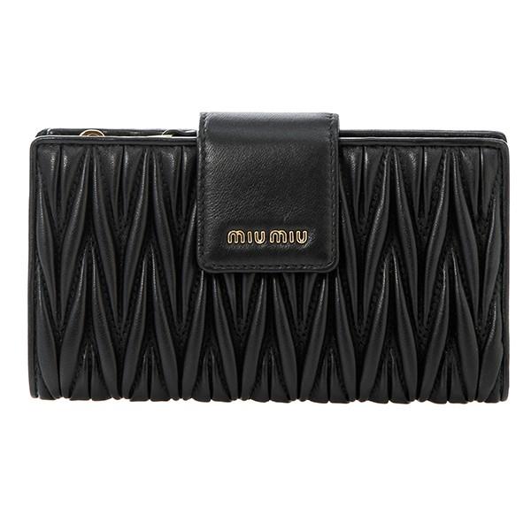 並行輸入 ミュウミュウ  2つ折り財布 マテラッセ 5ML015 N88 F0002 ブラック 黒 ...