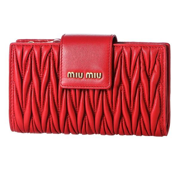 並行輸入 ミュウミュウ 2つ折り財布 マテラッセ 5ML015 N88 F068Z レッド 赤 爆買