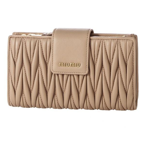 並行輸入 ミュウミュウ 2つ折り財布 マテラッセ 5ML015 N88 F0770 ベージュ 爆買