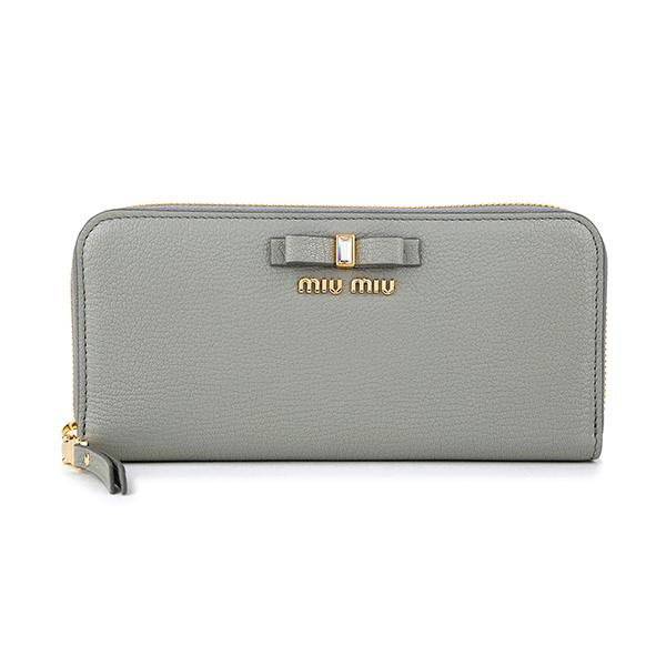 並行輸入 ミュウミュウ 長財布(ラウンドファスナー) ライトグレー MIU MIU 5ML506 M...