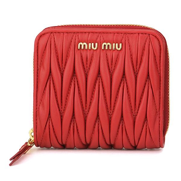 並行輸入 ミュウミュウ 2つ折り財布 マテラッセ 5ML522 2BPU F068Z レッド 赤 爆...