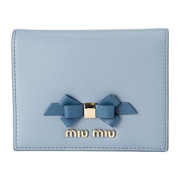 並行輸入 ミュウミュウ 2つ折り財布 カーフフィオッコ 5MV204 2B61 F0RFK ブルー ...