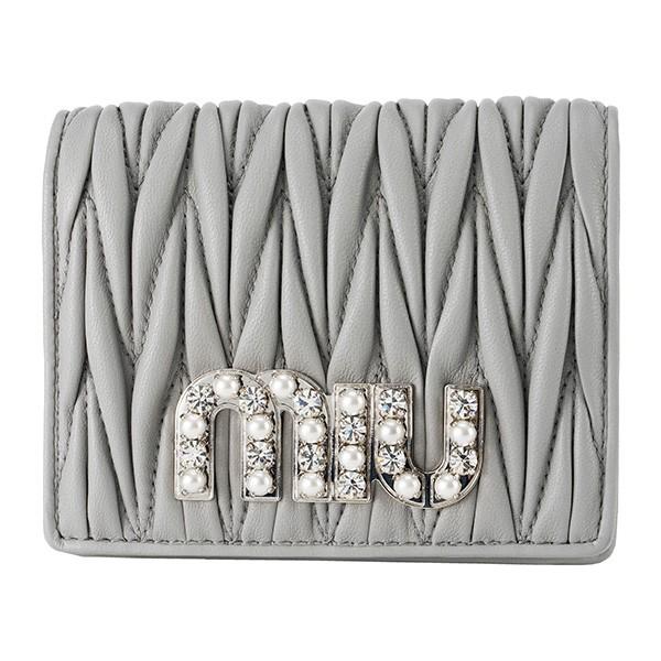 並行輸入 ミュウミュウ 2つ折り財布 マテラッセ 5MV204 2BSQ F0424 ライトグレー ...