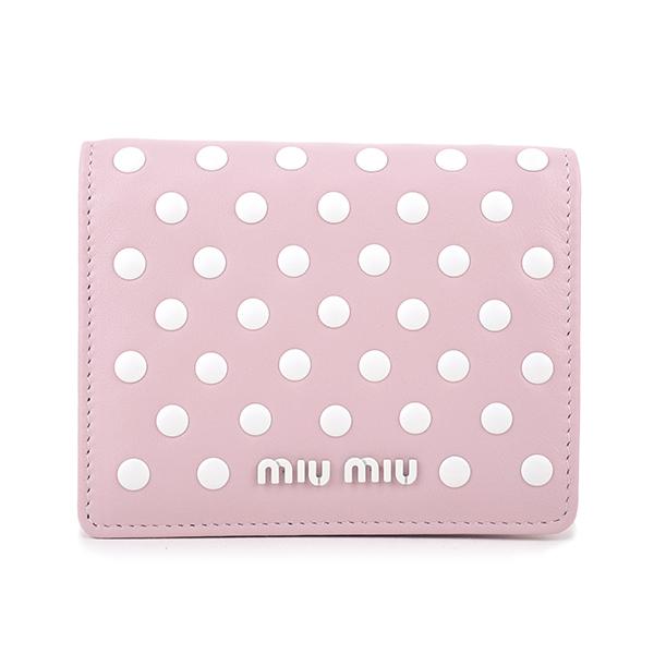並行輸入 ミュウミュウ 2つ折り財布 MIU MIU ドットスタッズ 5MV204 2DRA F0V...
