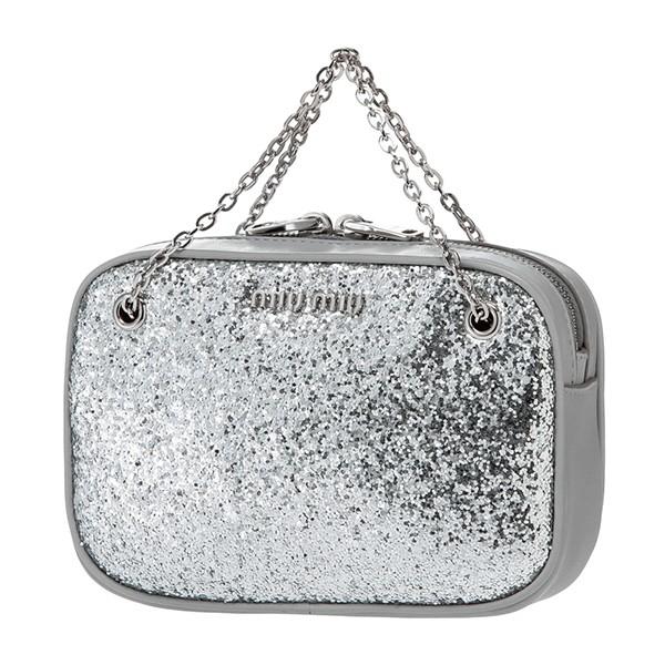 並行輸入 ミュウミュウ ハンドバッグ スパンコール 5ND001 36B F073X シルバー グレ...