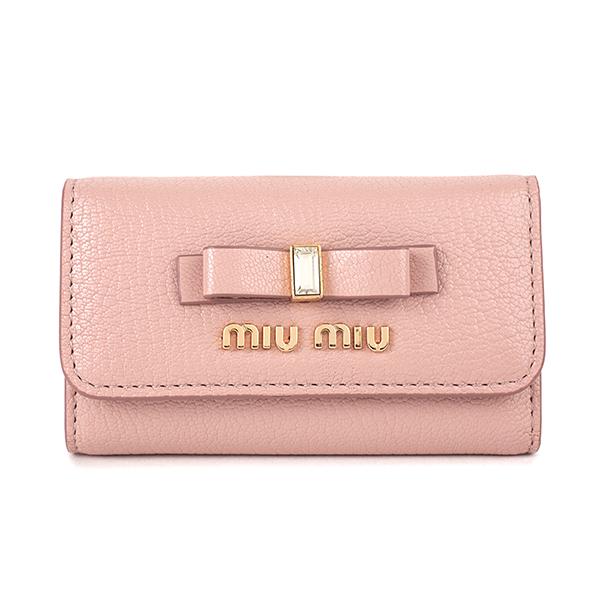 並行輸入 ミュウミュウ  キーケース マドラスフィオッコ 5PG222 2D7A ピンクベージュ 爆...