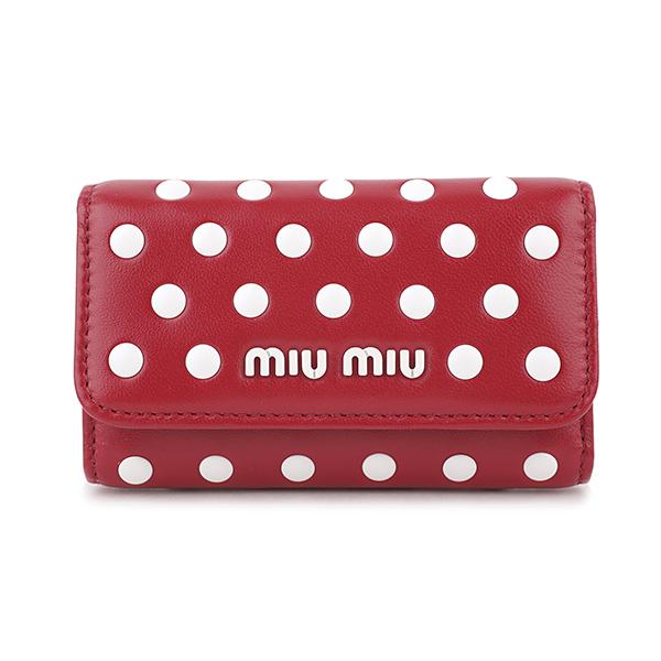 『最大5,000円OFFクーポン対象』ミュウミュウ キーケース MIU MIU ドットスタッズ 5P...