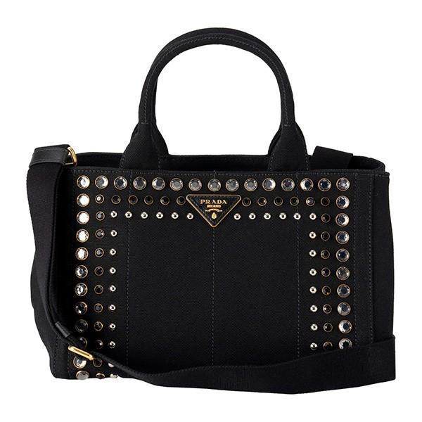 並行輸入 プラダ トートバッグ カナパ ビジュー 1BG439 ZKI F0002 ブラック 黒 爆...