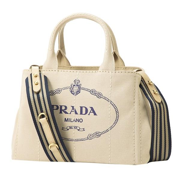 並行輸入 プラダ トートバッグ カナパ 1BG439 ZKI F081D ベージュ/ブルー 青 爆買