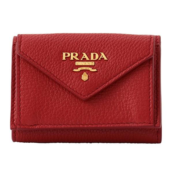 並行輸入 プラダ 3つ折り財布 ヴィッテロ グレイン 1MH021 2E3A F0011 レッド 赤...