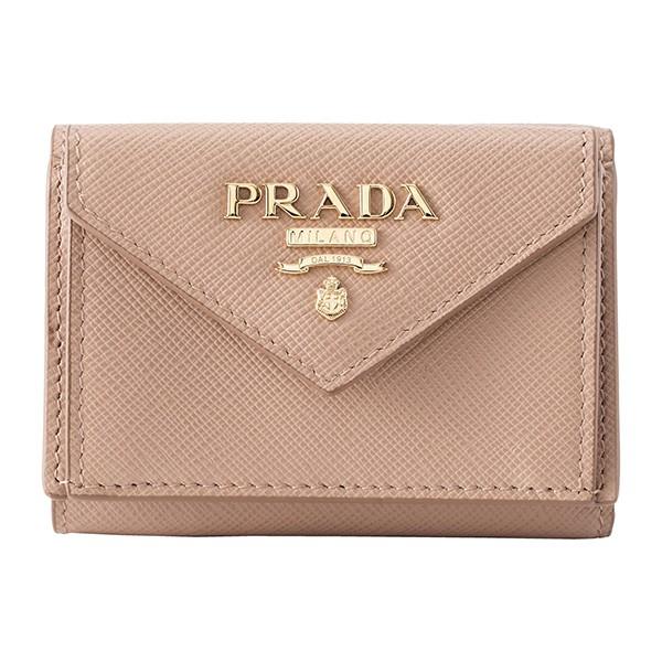 並行輸入 プラダ  3つ折り財布 サフィアーノ レター 1MH021 2E3K F0236 ベージュ...