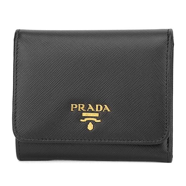並行輸入 プラダ  3つ折り財布 サフィアーノ メタル 1MH176 QWA F0002 ブラック ...