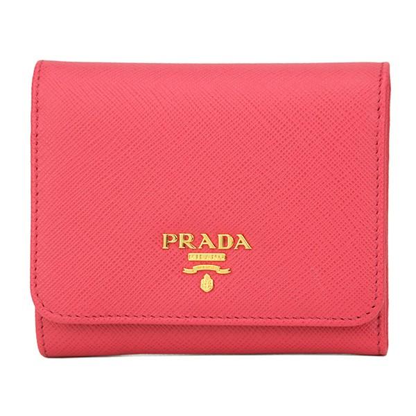 並行輸入 プラダ 3つ折り財布 サフィアーノ メタル 1MH176 QWA F0505 ピンク 爆買