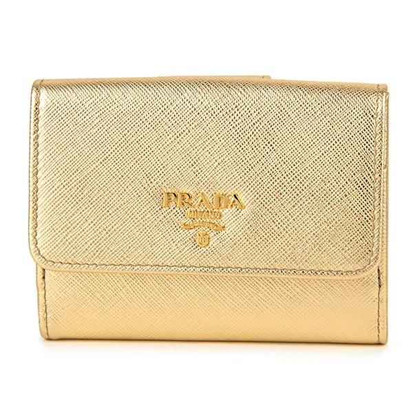 並行輸入 プラダ 2つ折り財布 サフィアーノ メタル  1MH523 QWA F0522 ゴールド ...
