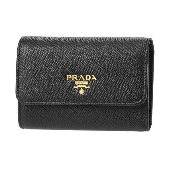 並行輸入 プラダ 3つ折り財布 サフィアーノ メタル 1MH840 QWA F0002 ブラック 黒...