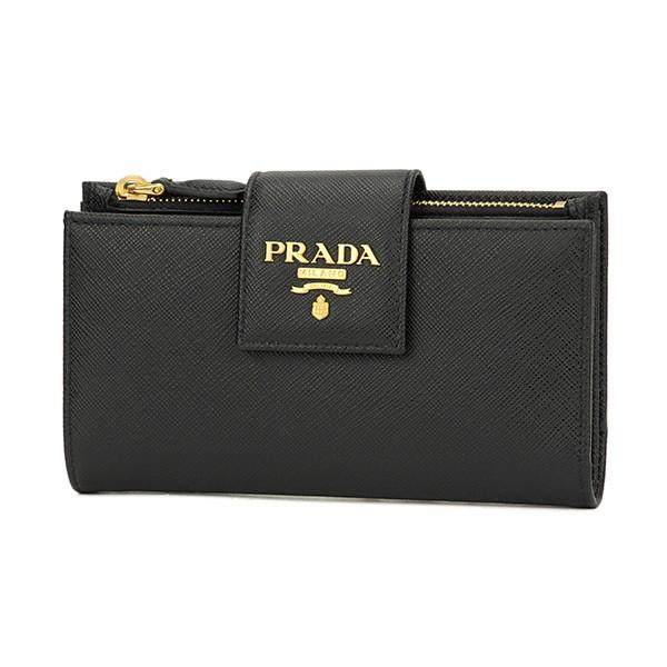 並行輸入 プラダ 2つ折り財布 サフィアーノ メタル 1ML005 QWA F0002 ブラック 黒...