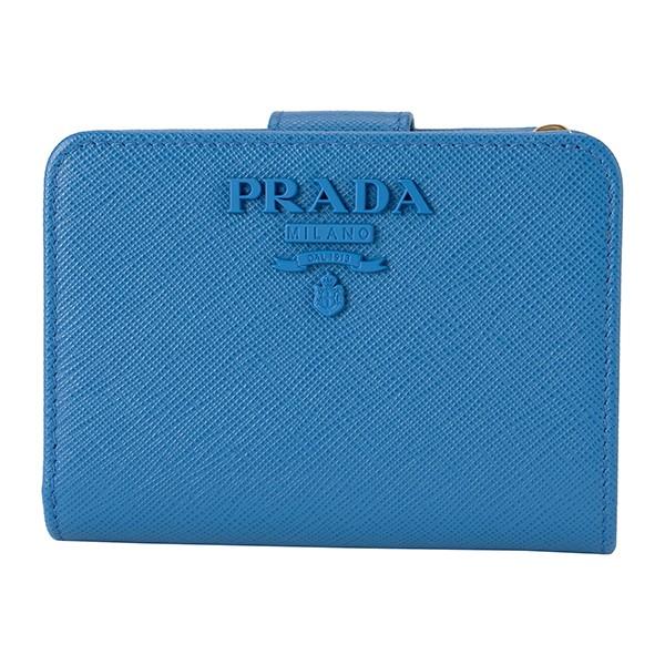 並行輸入 プラダ 2つ折り財布 サフィアーノ シャイン 1ML018 2EBW F0NOF ブルー ...