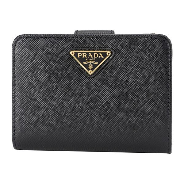 並行輸入 プラダ 2つ折り財布 サフィアーノ トライアングル 1ML018 QHH F0002 ブラ...