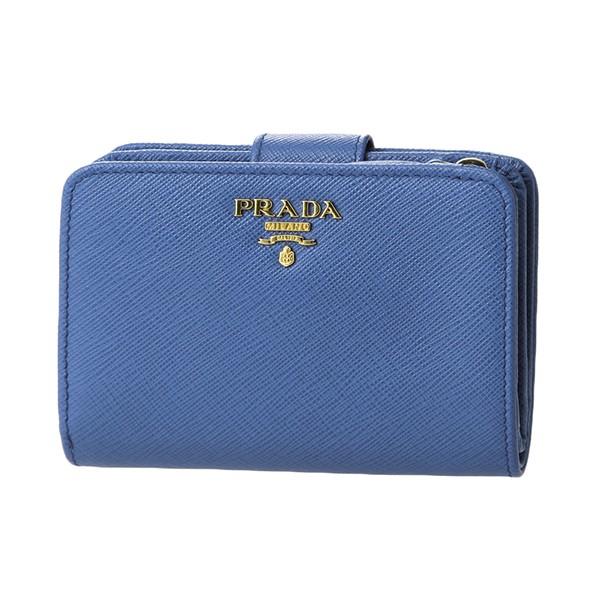 並行輸入 プラダ 2つ折り財布 サフィアーノ メタル 1ML018 QWA F0013 ブルー 青 ...